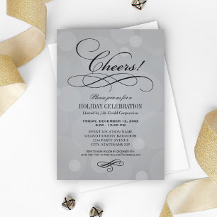 Cheers Platinum Grey Corporate Holiday Party Invitation