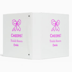 Cheers purple pink bow bridal shower add name  binder