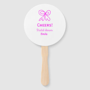 Cheers purple pink bow bridal shower add name  hand fan