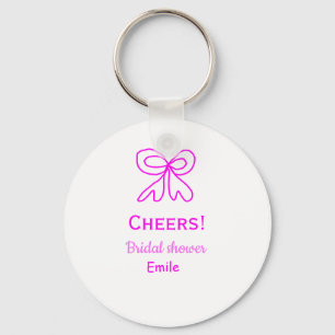 Cheers purple pink bow bridal shower add name keychain