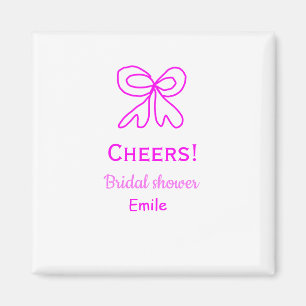 Cheers purple pink bow bridal shower add name  magnet