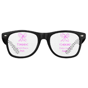 Cheers purple pink bow bridal shower add name  retro sunglasses