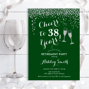 Cheers Retirement Party Invitation Green Silver