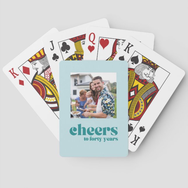 Cheers retro green, 40th birthday playing cards (Back)
