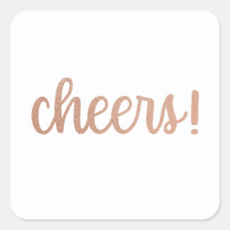 Cheers! Rose Gold Glitter Script Sticker