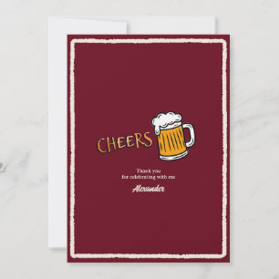 Cheers Rustic Beer Milestone Birthday Thank You Card