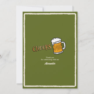 Cheers Rustic Beer Milestone Birthday Thank You Card