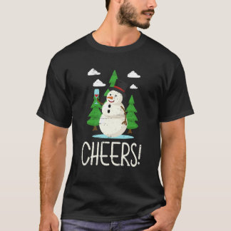 Cheers Santa Claus Snowman Happy Holidays T-Shirt
