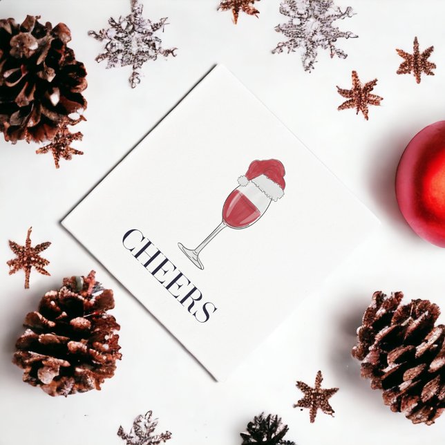 Cheers Santa Hat Wine Holiday Party Napkin (Creator Uploaded)