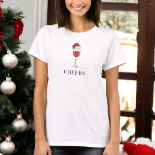 Cheers Santa Hat Wine Holiday Party T-Shirt