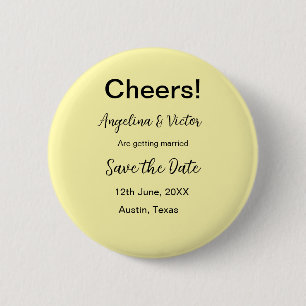 Cheers save the date simple minimal modern elegant 2 inch round button