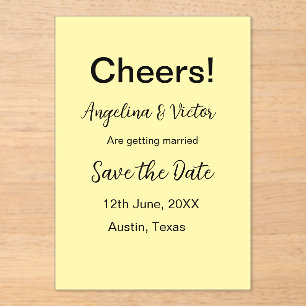 Cheers save the date simple minimal modern elegant acrylic invitations