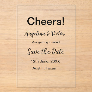 Cheers save the date simple minimal modern elegant acrylic invitations
