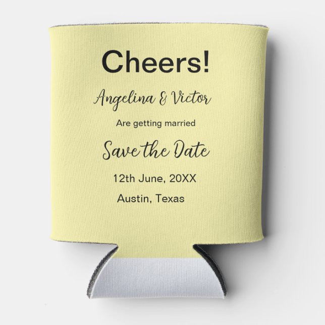 Cheers save the date simple minimal modern elegant can cooler (Front)