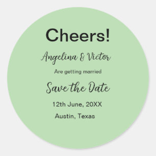 Cheers save the date simple minimal modern elegant classic round sticker