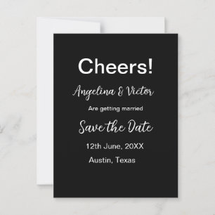 Cheers save the date simple minimal modern elegant postcard