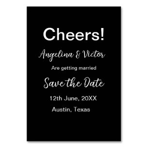 Cheers save the date simple minimal modern elegant table number
