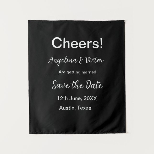 Cheers save the date simple minimal modern elegant tapestry (Front)