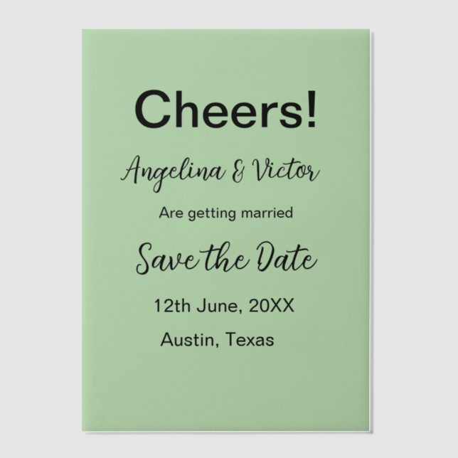 Cheers save the date simple minimal modern elegant vellum invitations (Front)