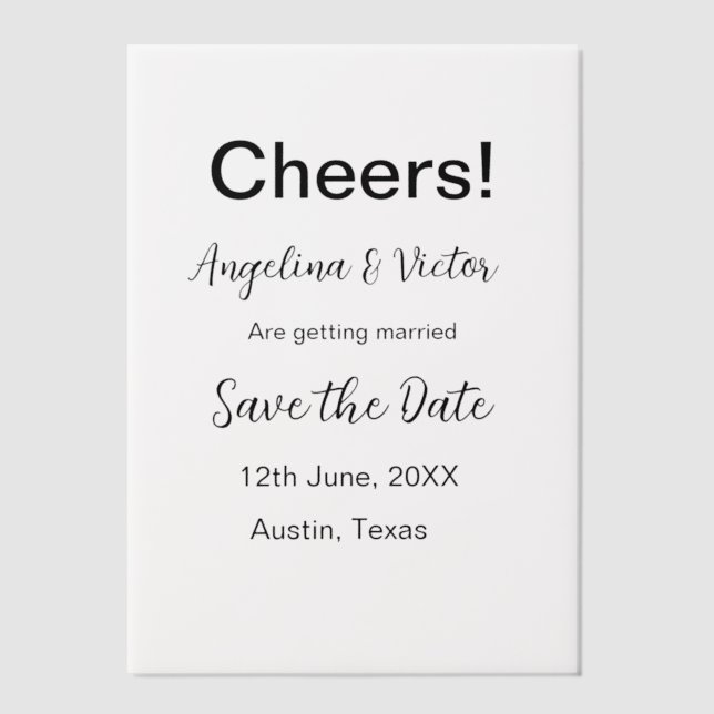 Cheers save the date simple minimal modern elegant vellum invitations (Front)