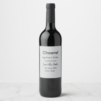 Cheers save the date simple minimal modern elegant wine label