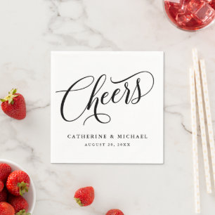 Cheers Script Flourish, Personalized Paper Napkin