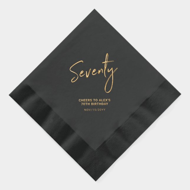 Cheers Seventy | Modern Adult 70th Birthday Party Foil Napkins (Right)