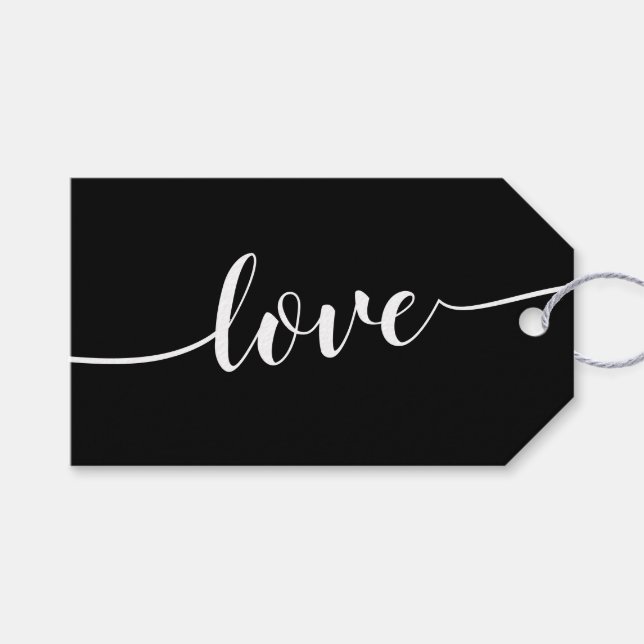 Cheers Simple Black Love Gift Tags (Front (Horizontal))