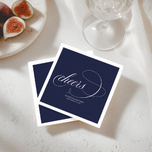 Cheers - Simple Elegant Navy Blue Wedding Napkin