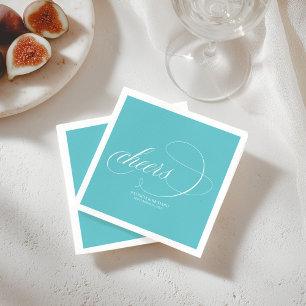 Cheers - Simple Elegant Purist Blue Wedding Napkin