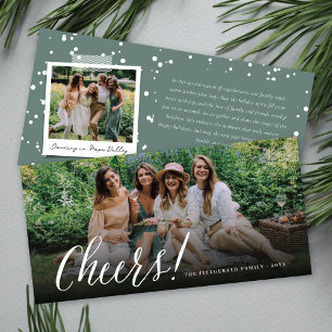 Cheers Simple Script Calligraphy New Year Photo Holiday Card