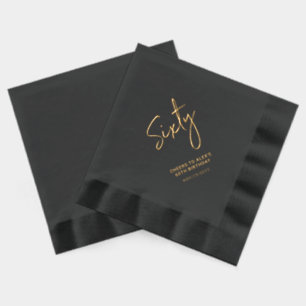 Cheers Sixty   Modern Adult 60th Birthday Party Foil Napkins
