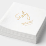 Cheers Sixty | Modern Adult 60th Birthday Party Foil Napkins<br><div class="desc">This custom foil napkin will add stylish detail to your 60th birthday celebration. This design features simple chic lettering "Sixty" with custom text. Matching invitations and birthdayt party supplies are available in my shop BaraBomDesign.</div>