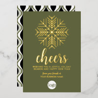 Cheers Snowflake Business Greeting - Green Gold