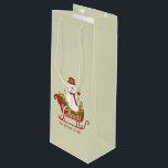 Cheers Snowman with Wine and Sled Christmas     Wine Gift Bag<br><div class="desc">Christmas Snowman Holding Wine Bag</div>