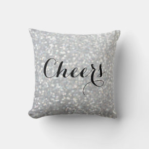 Cheers Sparkly Silver Pillow