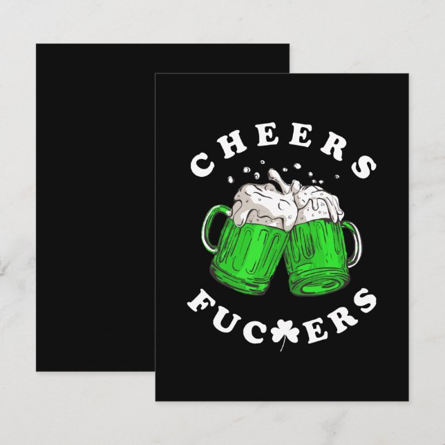 Cheers St Patricks Day Beer Drinking Funny Card (Front/Back)