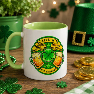 Cheers St Patricks Day Shamrock 21st Birthday Mug