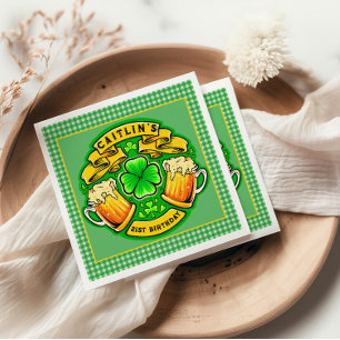 Cheers St Patricks Day Shamrock 21st Birthday Napkin
