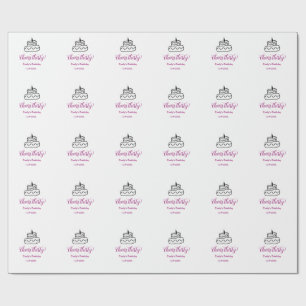 Cheers thirty birthday cake black scribble hand wrapping paper