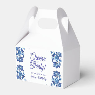 Cheers thirty birthday royal blue floral border na favor box