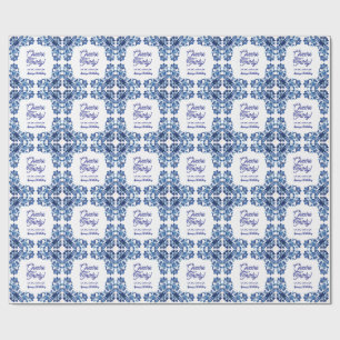 Cheers thirty birthday royal blue floral border na wrapping paper