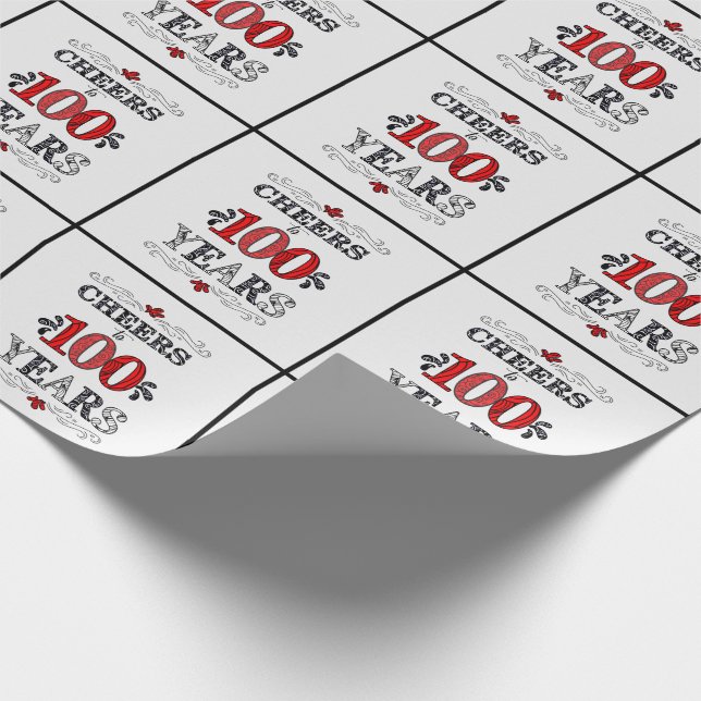 Cheers to 100 Years Typography Birthday Wrapping Paper (Corner)