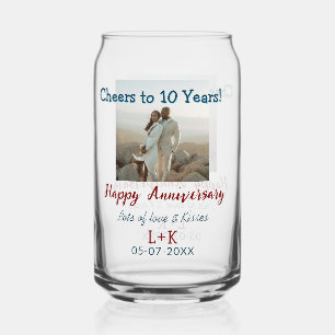 Cheers to 10 Years happy anniversary add photo dat Can Glass