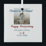 Cheers to 10 Years happy anniversary add photo dat Glass Ornament<br><div class="desc">Design for couple love</div>