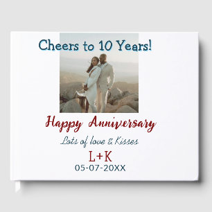 Cheers to 10 Years happy anniversary add photo dat Guest Book