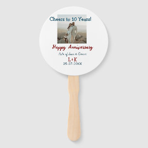 Cheers to 10 Years happy anniversary add photo dat Hand Fan