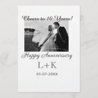 Cheers to 10 Years happy anniversary add photo dat Invitation
