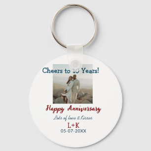 Cheers to 10 Years happy anniversary add photo dat Keychain