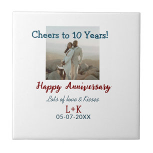 Cheers to 10 Years happy anniversary add photo dat Tile